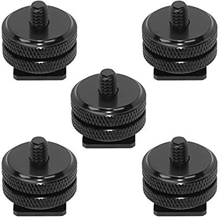 SIOTI Kamera-Blitzschuh-Adapterhalterung, Kamera-Blitzschuhhalterung, Blitzschuh-Halterung (Blitzschuh auf 0,6 cm) (5 Packungen)