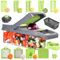 Multi-functional Veggie Chopper with 6 Stainless Steel Blades, 12 in 1 Mandoline Slicer, Ideal for Fruits/Vegetables/Salads (Grey)