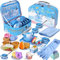 Magic4U Fairy Tale Princess Tea Set Toy Age 3+ for Girl Including Tin Teapot Dessert Toy 42PCS Role Play Food Pretend Play Toy with Princess Gloves and Storage Box for Children -6