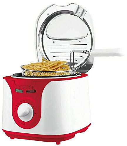 MAKA Friggitrice Elettrica ad Olio ad Immersione, 1450W 2 Litri, con Cestello Estraibile Interno in Acciaio Inox, Temperatura Regolabile, Acciaio Inossidabile, Design Esclusivo