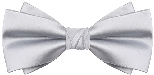 WANYING Papillon da Uomo Pre-annodato Papillon ali di Pipistrello con Chiusura a Gancio Regolabile 12×6 cm - Tinta Unita