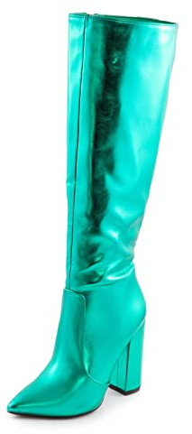 Toocool Stivali donna scarpe a punta al ginocchio tacchi alti stivaletti X8056 [36, Verde]