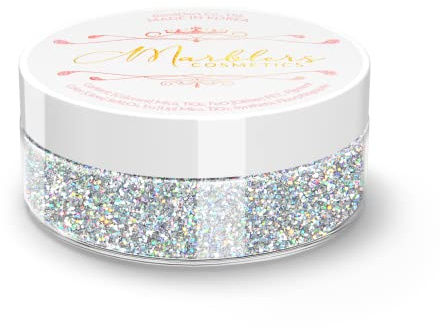 MARBLERS Cosmetic Grade Fine Holographic Glitter [Holo Silver] 0.18oz (5g) | Non-Toxic | Vegan | Cruelty-Free | Eyeshadow, Nail Polish, Nail Art | Festival, Rave & Party Makeup | Body & Face