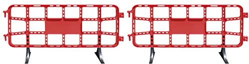 PAL | Valla de Obra Peatonal de Plástico 2 metros Roja | Diseño Innovador y Sin Mantenimiento | Fácil Transporte y Almacenamiento | Ideal para Seguridad y Publicidad, Rojo - (2- Vallas)