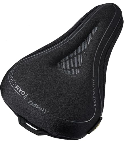 DAWAY C7 Comfortable Narrow Bike Seat Cover - Soft Memory Foam Padded Exercise Bicycle Seat Cushion for Men Women Kids, Fits for Peloton, Stationary, Mountain Road Bike Saddle, 11 x 8 Inches