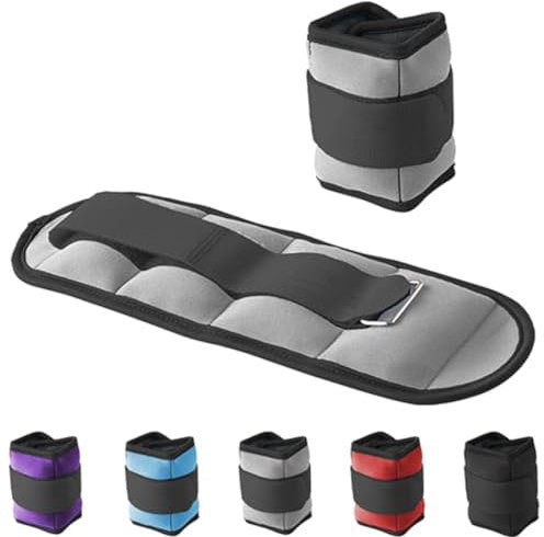 G5 HT SPORT Gewichtsmanschetten für Knöchel und Handgelenke | Verstellbar mit Klettverschluss | Für Fitness, Yoga, Rehabilitation, Joggen, Gymnastik, Aerobic, Fitnessstudio (2 X 1,5 KG (GRAU))