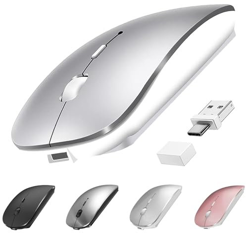 Suteke Wireless Bluetooth Mouse for MacBook Air Pro iMac Laptop Desktop Surface Pro, Wireless Computer Mouse USB C Rechargeable Portable Slim Quiet Mice for Mac Mini/iPad/PC