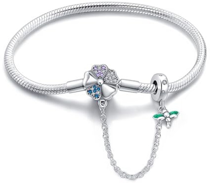 LIGHTDOG 925 Bracciale d'argento a catena di serpente Adatto per il braccialetto di fascino europeo Perline Bracciale d'argento Donna Regalo per i parenti