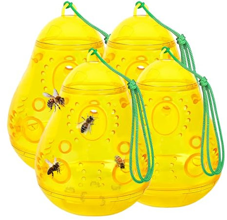 Lot de 4 pièges à guêpes à poser et à suspendre, piège à guêpes, piège à insectes contre les guêpes, les abeilles, les frelons, piège à mouches extérieur pour appât naturel