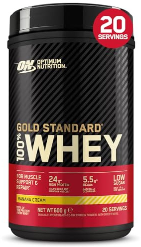 Optimum Nutrition Gold Standard 100% Whey Vassleprotein, Banana Cream, 600g, 20 Portioner