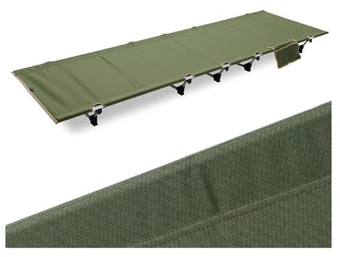 TXLEAPEY Lettino da Campeggio Pieghevole Outdoor Folding COT Camping 185cm Sleeping Aluminium Frame Tent Bed COT per Pesca Giardino Campeggio Ufficio Letto Ospite(Green)