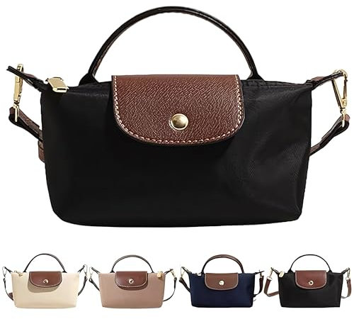 Handtasche Damen, Damen-Schultertaschen, Shopper Schultertasche, Wasserdichte Umhängetasche, Faltbare Handtasche Schwarz Für Leisure Travel Büro Schule Einkauf (Black)