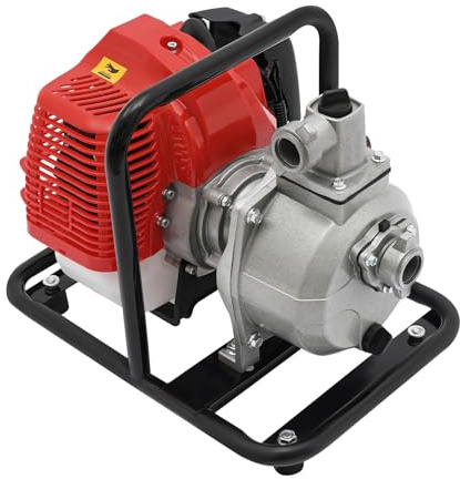 Professional Petrol Water Pump 2 Stroke 43cc Gasoline Water Pump, 135 L/min, 25mm/1in Dirty WaterPump for Water Removal, Drainage & Syphoning, Ideal for Garden Irrigation, Swimming Pool (2 Stroke)