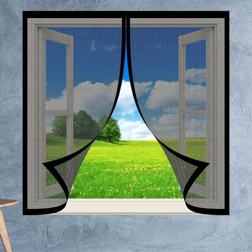 Zanzariera Magnetica Finestra 91 x 119 cm Zanzariere Magnetiche Chiudi Automaticamente Traspirante Anti Zanzare Insetti per Balcone e Porta Finestra, Nero