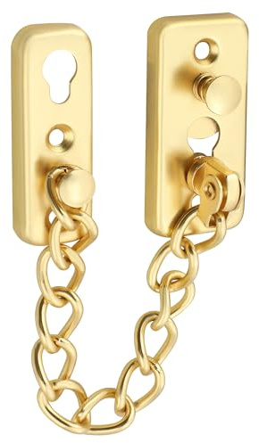 Mooche Door Chain Lock, Door Latch Guard with Spring Anti-Theft Press Lock, Stainless Steel Safety Chain Bolt for Interior Front Toilet Barn Fence Garage (Gold)