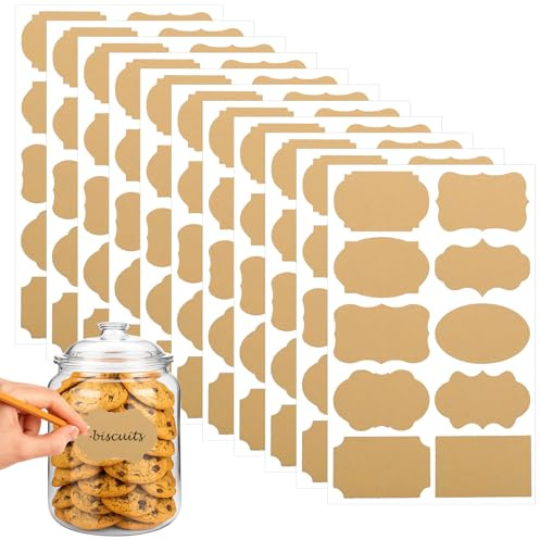 Ouligay 200 Pieces Gift Labels for Jars Kraftpaper Self-Adhesive Labels Gift Tags Stickers Present Tags Blank Removable Stickers for Essential Oil Bottles,Jars,Christmas Presents,DIY Decoration Craft