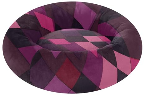 Cama ortopédica para gatos y mascotas, cálida y suave, con romboides, color morado y rojo, para mascotas de tamaño extra pequeño, talla XS