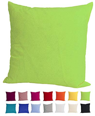 beties Basic Kissenbezug ca. 40x40 cm Kissenhülle 100% Baumwolle in vielen fröhlichen Uni-Farben (apfelgrün)