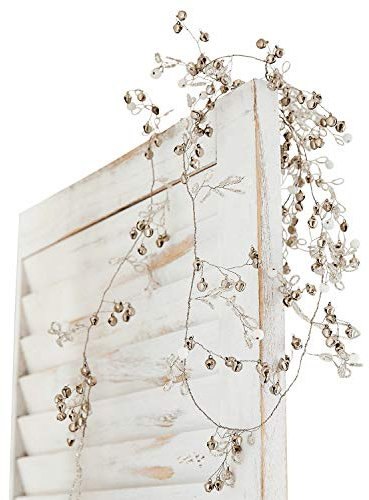 Loberon Girlande Meulers - Weihnachtsdeko Aus Stahl & Glas - Mit Glöckchen Aus Eisen - Flexible Deko - Antiksilber - 183 cm Länge