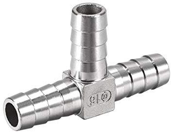 sourcing map 5/8-Inch (16mm) Hose ID Barb Fitting Stainless Steel 3 Way T Shaped Union Home Brew Fitting