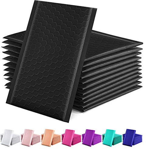 GSSUSA Black Bubble Mailers 4x8 Inches 50 Pack, Usable Size 4X7 Bubble Envelopes for Small Business, Padded Envelope, Shipping Mailers, Packaging Bags, Mailing Envelopes, Shipping Supplies