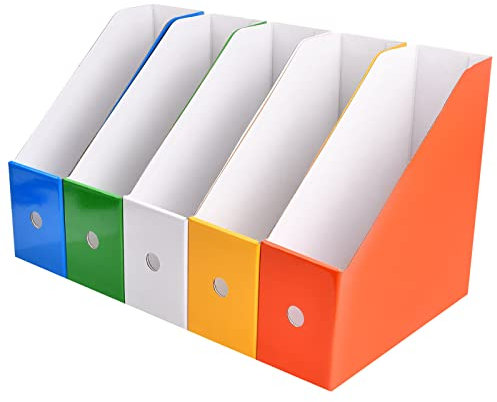 5 Pezzi Porta Cartelle Organizzatore per Riviste, Pieghevole Portariviste per Documenti Raccoglitore, Portariviste da Scrivania in Cartone per Ufficio Casa Archiviazione di File (Multicolore)
