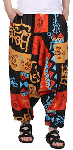 Whitewhale Men's Cotton Solid Harem Pants Yoga Trousers Hippie Pant