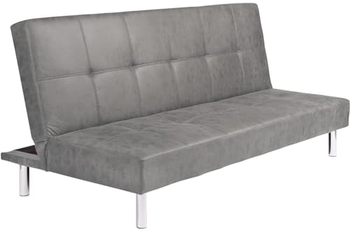 mattfy - Sofá Cama Clic Clac Tipo Libro de 3 Plazas Modelo Milos, Diseño Moderno, Práctico y Funcional, Acabado en Gris