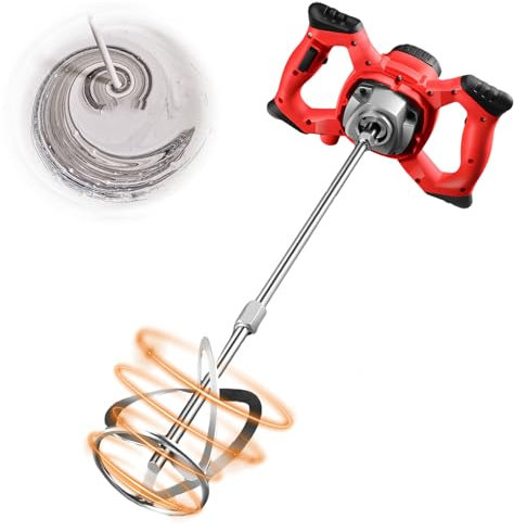 1600W Rührwerk,Betonmischer quirl mörtelrührer (0-950 1/min Drehzahl,Metallgetriebe, ergonomisch 6-Gang-Getriebe,Rühreraufnahme M14) mörtelrührer für Mörtel und Beton