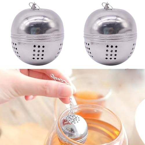2 coladores de té para té suelto, colador de especias de acero inoxidable, filtro de especias, filtro de té, infusor de té, colador de bolas para hierbas y especias, colador de té para tetera, con