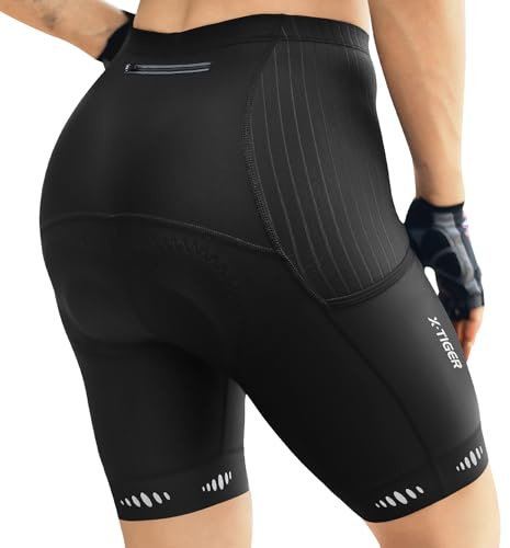 X-TIGER Pantaloncini da Ciclismo Donna con 5D Gel Imbottiti Pantaloni Bici Donna Asciugatura Rapida Pantaloncini Ciclista Pantaloncini Bicicletta con 3 Tasche