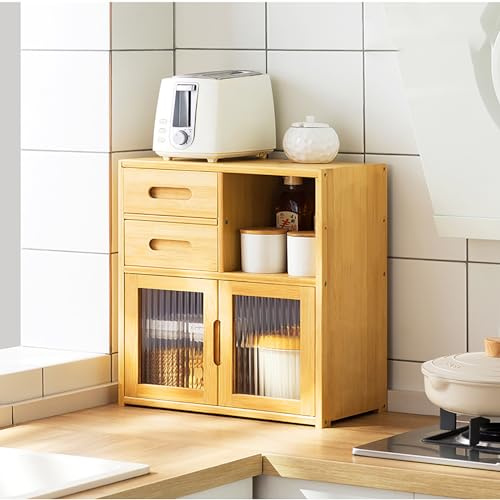 Armario de cocina multifuncional con estante para especias y almacenamiento de platos, 42 x 23 x 48 cm, color negro