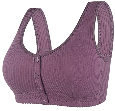 Generico Reggiseno in Cotone Reggiseno Senza Ferretto con Bottoni Frontali Aperto Davanti Comfort Flex Fit Reggiseno Comodo e Morbido