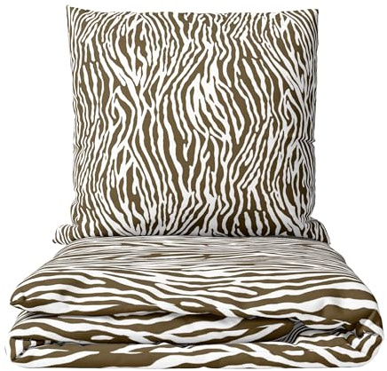 Leonado Vicenti Bettwäsche Set 4 teilig Winter Fleece 135x200 cm + 80x80 cm Kuschelig Warm Braun Weiß Leopardenmuster Reißverschluss Flauschig Weich