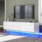 LUXOAK TV Lowboard Hochglanz Weiß mit LED, Fernsehschrank für Fernseher bis 80 Zoll, mit Schublade & Türen, verchromten Füßen für Wohnzimmer & Schlafzimmer, 160 x 40 x 54.5cm