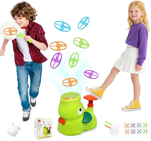 DxxD Jeux Exterieur 3-10 Ans Garçon Fille, Frisbee Jeux Jouets pour Enfants, Jouets Hélice Extérieur Jardin, Cerf-Volant Lanceur de disques Volants, Cadeaux d'anniversaire Enfants 4 5 6 7 8 9 Ans