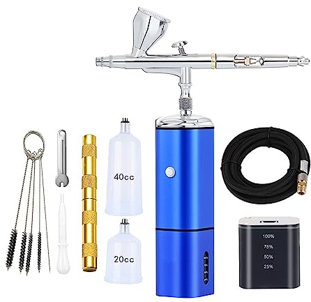 Batteri utbytbar integrerad mini Airbrush Air Brush Kompressor med Dual Action Pistol trådlös Multifunktionell användning(2B+30A controller)