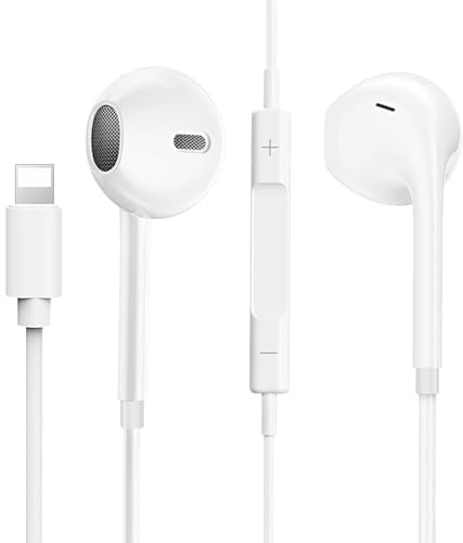 Vinmooog Cascos i Phone Cable,Auriculares para I Phone,con Auriculares de Cable Estereofónico de Alta Fidelidad,Compatibles con iP14/ 14pro/13/13pro/12/se/11/11pro/XS MAX/XR (Juego de 2 Piezas)