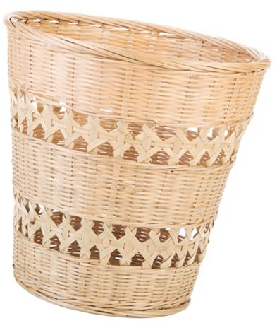 PENIKOKO Panier Tressé Bambou Naturel Corbeille à Déchets Résistante et Multifonction Rangement Décoratif pour Salle de Bain et Maison Style Rétro Champêtre