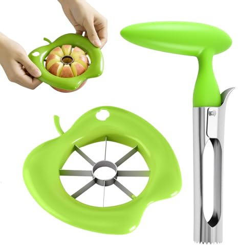 XdealCozyxc Apple Cutter and Corer, Stainless Steel Fruits Slicer and Corer Remover Tool with Ergonomic Handles