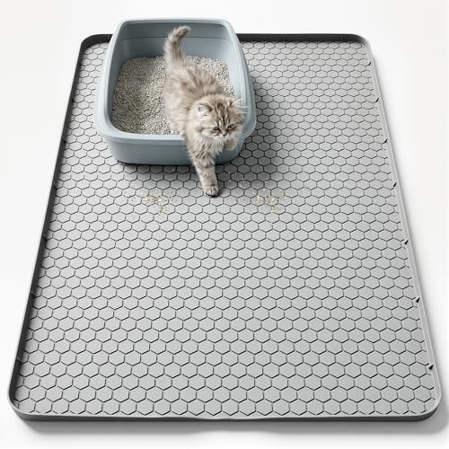 TranRantic Large Cat Litter Mat 86 x 56 cm, Waterproof Silicone Pad
