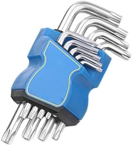 CashMuch 9-Piece L-Type Double-End Torx Screwdriver Set, T10 to T50, for Automotive and Electronics Repair, Silver and Blue