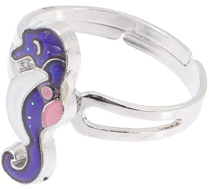 MAGICLULU Anillo Ajustable de Aleación Ligera con Cambio de Color Termocrómico Diseño de Caballito de Mar para Mujer Anillo de Estado de Ánimo Que Refleja Emociones Según Temperatura