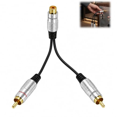 25 cm RCA-splitter kabel, 1 hona till 2 hane RCA-adapter, stereoadapter för subwoofer, subwoofer, telefon, hemmabio, bil, Hi-Fi, guldpläterad kontakt