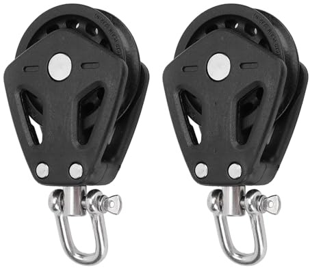 Yosoo Health Gear Rostfritt Stål Nylon Marin Remskiva Block 2 STK 98 Mm Tyst Lager Kabelremskiva för Segelbåtar Kajaker Kanoter, Passar Rep Upp Till 10 Mm, Orienteringslås, Smidig Gång (Låsning)