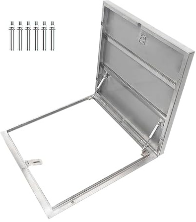 Stölddörr i rostfritt stål med hydrauliska stänger – takunderhåll rymningsluckskydd för hem och kommersiella byggnader (100 x 90 cm) -, säker åtkomstlösning