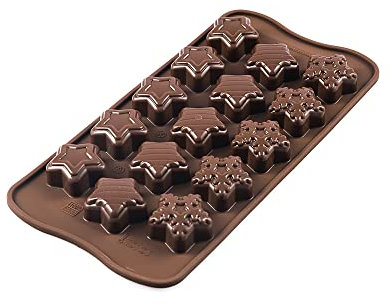 silikomart Moule à chocolats en Silicone Winter Stars scg 45 – de la ligne Easy Choc de SILIKOMART 22.145.77.0065, Marron