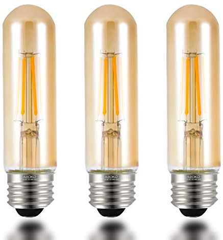 T10 LED Bulbs 2200K Warm White, 4W Amber Colored Tubular Edison Light Bulbs, E26 Medium Base,40 Watt Equivalent, Dimmable Tube Vintage Led Bulbs, LED Filament Bulb for Desk Lamp, Display Pendant Light