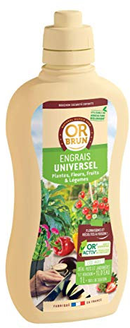 OR BRUN Engrais Universel - 1L - Nourrit Les Plantes & Améliore La Floraison - Fabriqué En France - Utilisable En Agriculture Biologique OBRECLUNI1