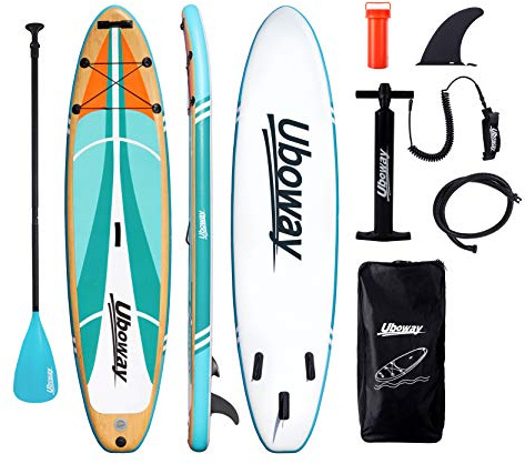 ABV Stand Up Paddling Board Aufblasbares SUP Board Set Aufblasbar 305 * 80 * 15 cm 200KG Paddle Surfboard Stabiles Leichtgewicht Komplettes Zubehör Paddel Hochdruck-Pumpe Rucksack (Holzmaserung)